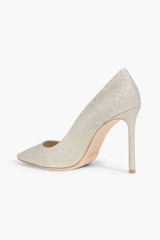JIMMY CHOO ROMY 100 GLITTERED WOVEN PUMPS - Size 39.5