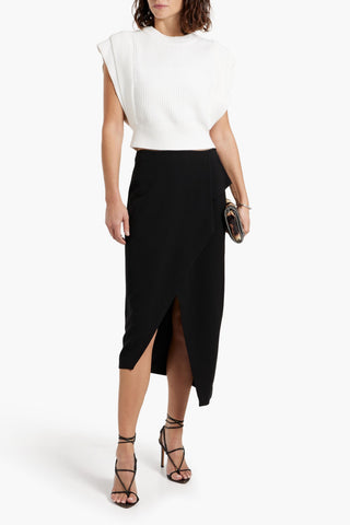 IRO JELENA WRAP-EFFECT GRAIN DE POUDRE MIDI SKIRT - Size 34