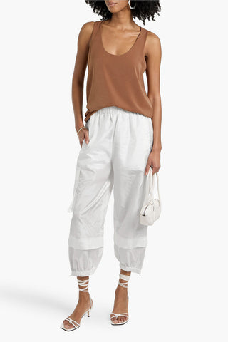 TIBI CROPPED CRINKLED-SHELL TAPERED PANTS - Size S