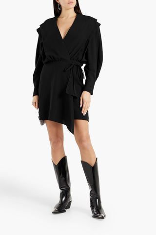 IRO RIXTON PLEATED CREPE MINI WRAP DRESS - Size 38