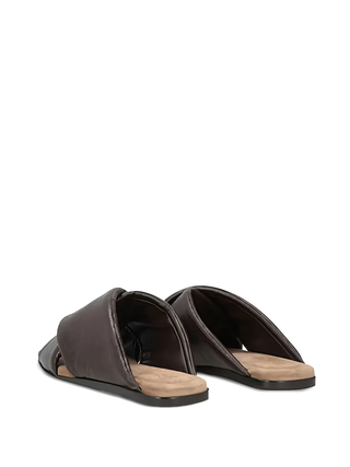 Brunello Cucinelli Embossed Leather Criss-Cross Slide Sandals