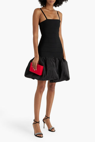 CAROLINA HERRERA GATHERED FAILLE-PANELED STRETCH-KNIT MINI DRESS - Size XS