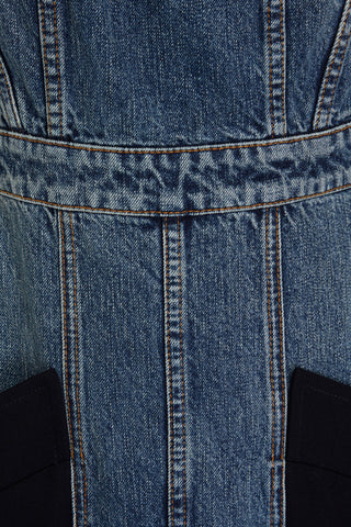 CHLOÉ TWILL-PANELED DENIM MIDI DRESS - Size 46