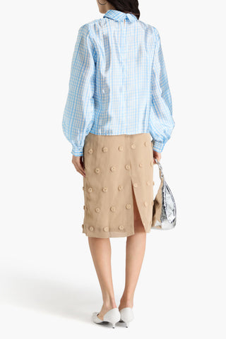 STINE GOYA CHECKED SATIN BLOUSE - Size XXS