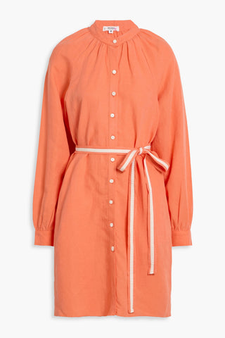 LEMLEM BELTED LINEN AND TENCEL-BLEND MINI DRESS - Size L