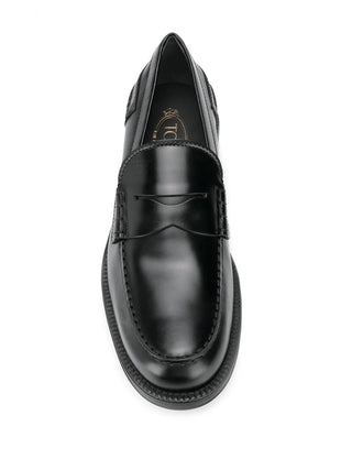 Tods Leather Penny Loafers with Chunky Sole Black