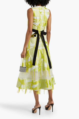 ROKSANDA ANIPE FRINGED JACQUARD MIDI DRESS - Size 14
