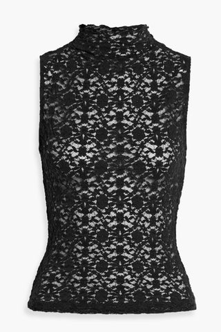 VERONICA BEARD ALORA STRETCH-LACE TURTLENECK TOP - Size XS