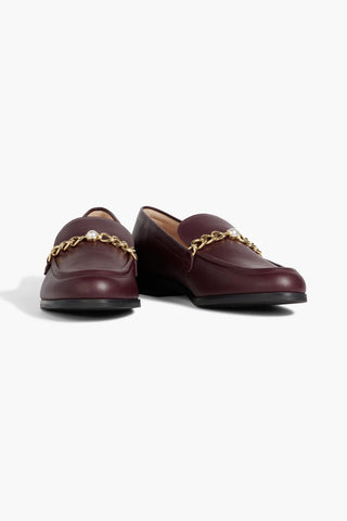 STUART WEITZMAN OWEN EMBELLISHED LEATHER LOAFERS - Size 8