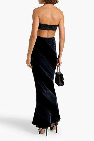 RETROFÊTE VENUS STRIPED VELVET MAXI SKIRT - Size XS