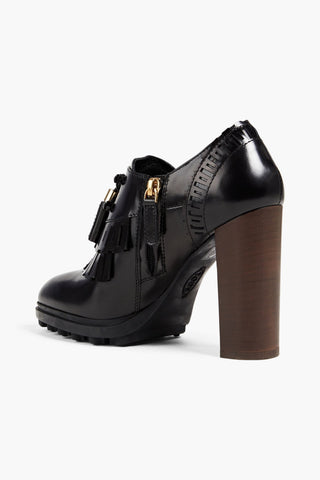 TOD'S FRINGED LASER-CUT LEATHER PUMPS - Size 40