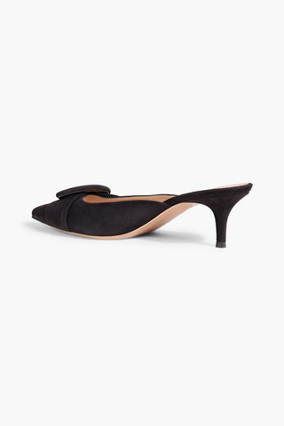 GIANVITO ROSSI PORTOFINO 55 BUCKLED SUEDE MULES - Size 39