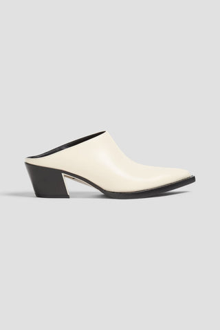 3.1 PHILLIP LIM DOWNTOWN GLOSSED-LEATHER MULES - Size 39
