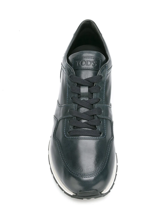 Tods Leather Low-Top Sneakers with Gommino Pebbles Blue