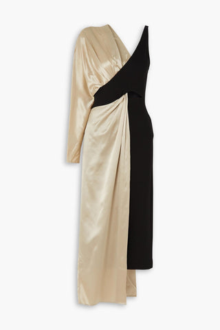 ARTCLUB ASSISI ASYMMETRIC DRAPED SILK-SATIN AND STRETCH-PIQU DRESS - Size XS