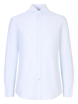 Brunello Cucinelli Striped Cotton Point-Collar Dress Shirt White Light Blue