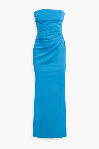 BADGLEY MISCHKA STRAPLESS PLEATED PONTE MAXI DRESS - Size 4