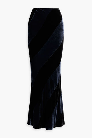 RETROFÊTE VENUS STRIPED VELVET MAXI SKIRT - Size XS