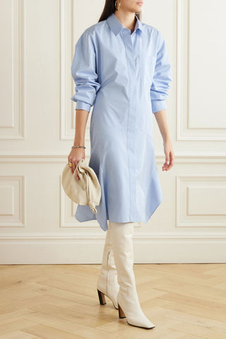 STELLA MCCARTNEY ASYMMETRIC COTTON-POPLIN SHIRT DRESS - Size 40