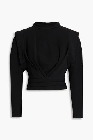 IRO JOANA CROPPED CUTOUT GRAIN DE POUDRE TOP - Size 34