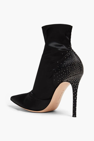 GIANVITO ROSSI EMBELLISHED STRETCH-SATIN SOCK BOOTS - Size 36.5