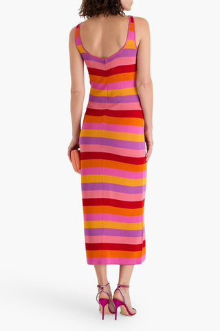 CAROLINA HERRERA STRIPED KNITTED MIDI DRESS - Size M