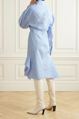 STELLA MCCARTNEY ASYMMETRIC COTTON-POPLIN SHIRT DRESS - Size 40
