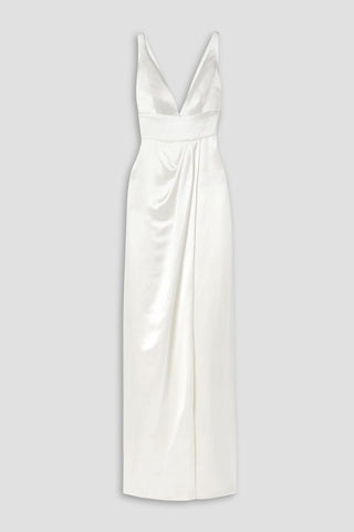 NAEEM KHAN VIRGINIA DRAPED SILK-SATIN GOWN - Size 6