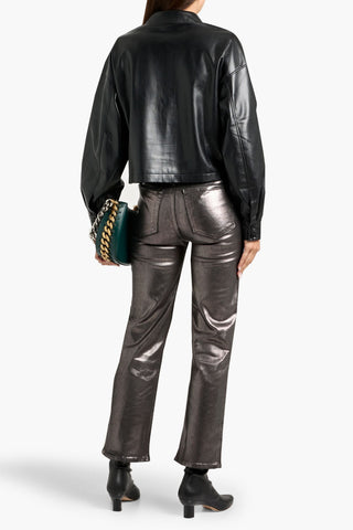 FRAME LE SLEEK STRAIGHT METALLIC HIGH-RISE STRAIGHT-LEG JEANS - Size 24