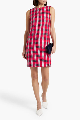 OSCAR DE LA RENTA CHECKED COTTON-BLEND TWEED MINI DRESS - Size 4