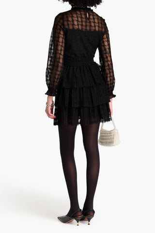 SANDRO TIERED BEAD-EMBELLISHED LACE MINI DRESS - Size 40