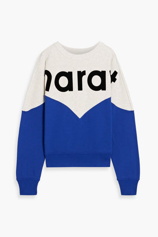 ISABEL MARANT HOUSTON TWO-TONE FLOCKED COTTON-BLEND FLEECE SWEATSHIRT - Size 36