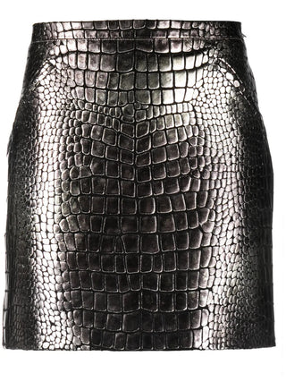 Tom Ford Crocodile-Effect Metallic Mini Skirt
