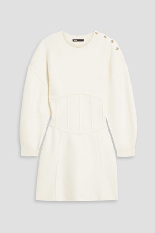 MAJE BUTTON-DETAILED KNITTED MINI DRESS - Size 34