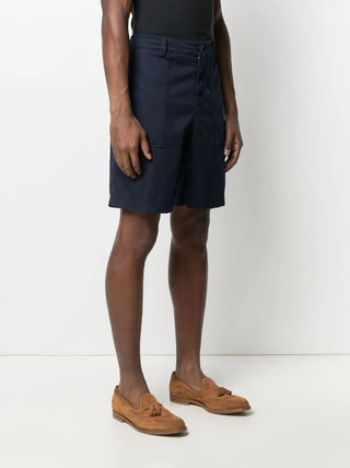 Brunello Cucinelli Cotton Panelled Utility Shorts in Navy