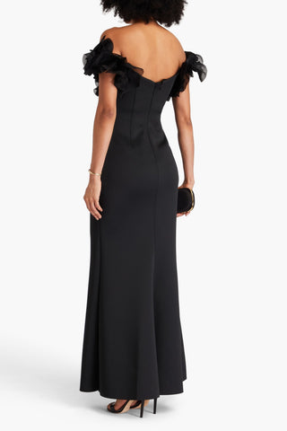 BADGLEY MISCHKA RUFFLED SCUBA GOWN - Size 8