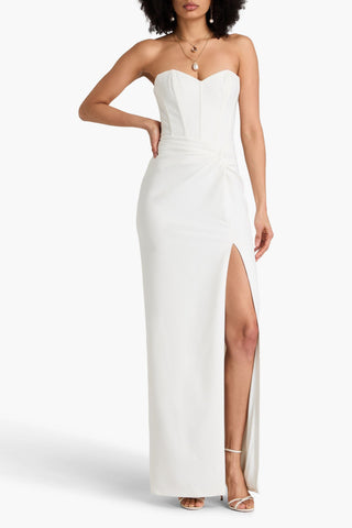 MARCHESA NOTTE STRAPLESS TWISTED STRETCH-CREPE MAXI DRESS - Size 6