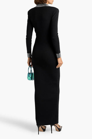 RETROFÊTE SHAREEN CRYSTAL-EMBELLISHED COTTON AND CASHMERE-BLEND MAXI DRESS - Size S