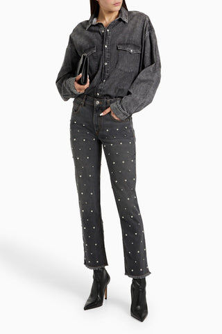 ISABEL MARANT DULANO STUDDED MID-RISE STRAIGHT-LEG JEANS - Size 36