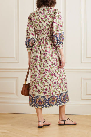ETRO FLOWER-PRINT COTTON-BLEND POPLIN MIDI DRESS - Size 40