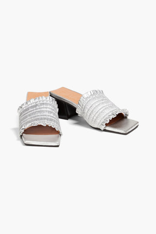 GANNI SHIRRED METALLIC MULES - Size 37