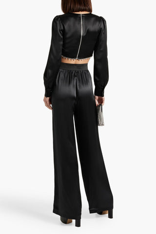 CAMI NYC ABEL CROPPED CRYSTAL-EMBELLISHED SATIN TOP - Size 4