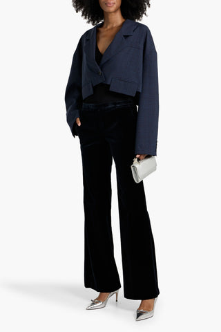 THEORY COTTON-BLEND VELVET WIDE-LEG PANTS - Size 2