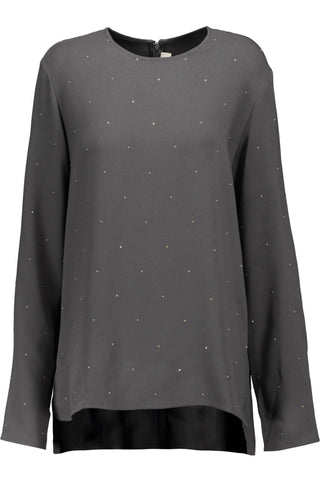STELLA MCCARTNEY CRYSTAL-EMBELLISHED CREPE DE CHINE TOP - Size 40