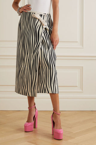 VALENTINO GARAVANI ZEBRA-PRINT WOOL-BLEND MIDI WRAP SKIRT - Size 38