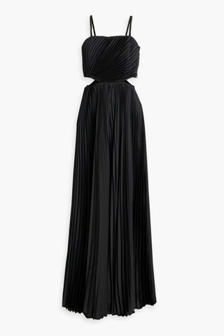 ALICE + OLIVIA POWELL CUTOUT PLEATED SATIN WIDE-LEG JUMPSUIT - Size 8