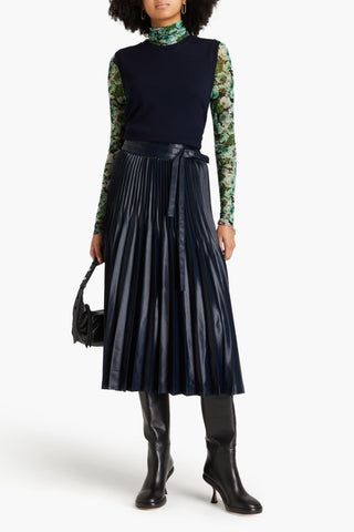 3.1 PHILLIP LIM CHINTZ PLEATED SATIN MIDI SKIRT - Size 8