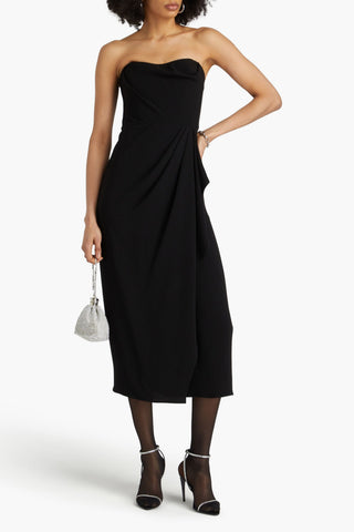 SIMKHAI KEELAN STRAPLESS WRAP-EFFECT CREPE MIDI DRESS - Size 2