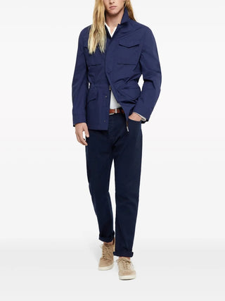 Brunello Cucinelli Cotton Snap-Front Field Jacket in Dark Blue