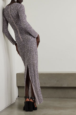 RETROFÊTE HEIDI EMBELLISHED MESH GOWN - Size L